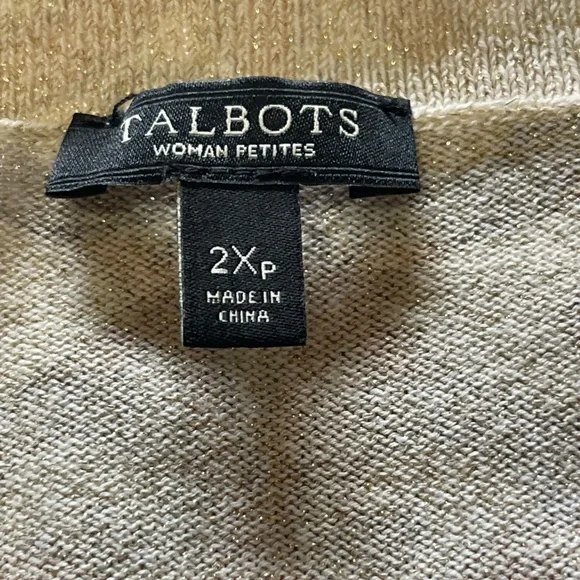 Talbots Women’s Button Down Cardigan 
Metallic Beige Floral Print Size 2X - Picture 11 of 15